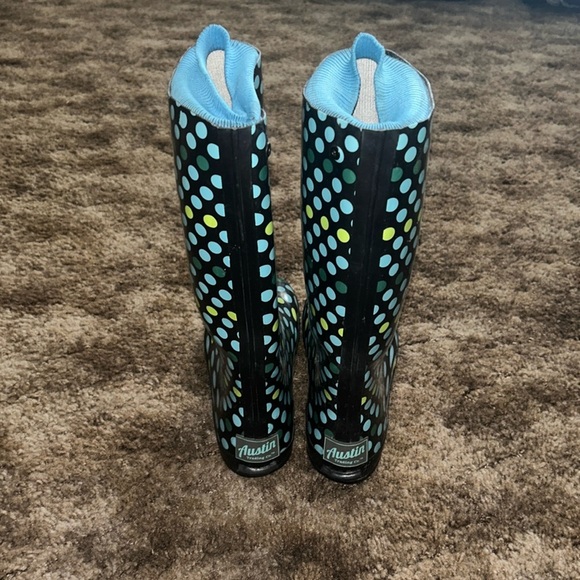 Blue Black and Green Austin Trading Co Rain Boots - Picture 3 of 7